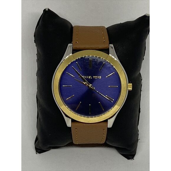 Michael Kors Slim Runway MK3479 Women's Brown Leather Analog Dial Watch EY183 - Picture 1 of 12